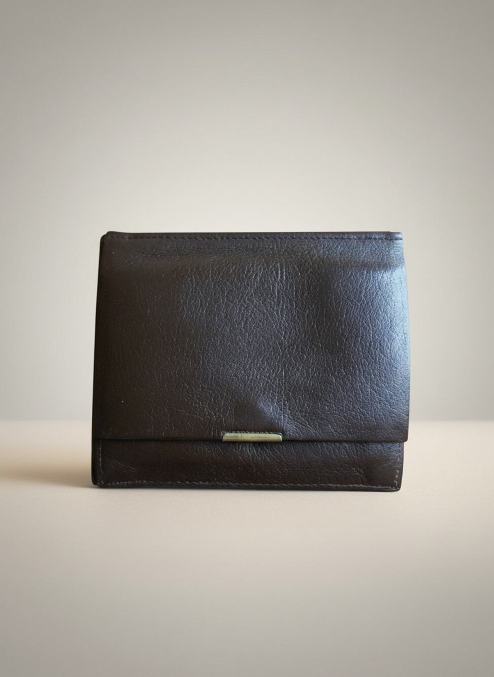 Vintage PRYM-O Brown Leather Wallet Accordion Coin Purse Bifold Snap Closure